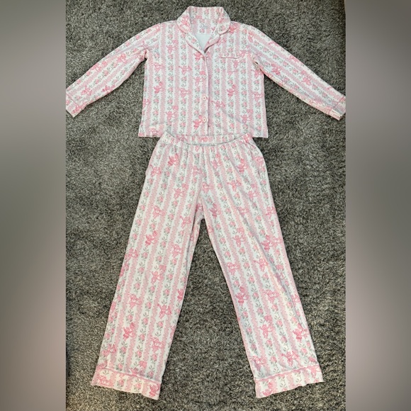 LoveShackFancy x Roller Rabbit Heirloom Monkey Long Sleeve/Pant Polo PJs size S.